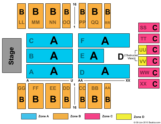 Fantasy Springs Resort & Casino End Stage Zone Seating Chart